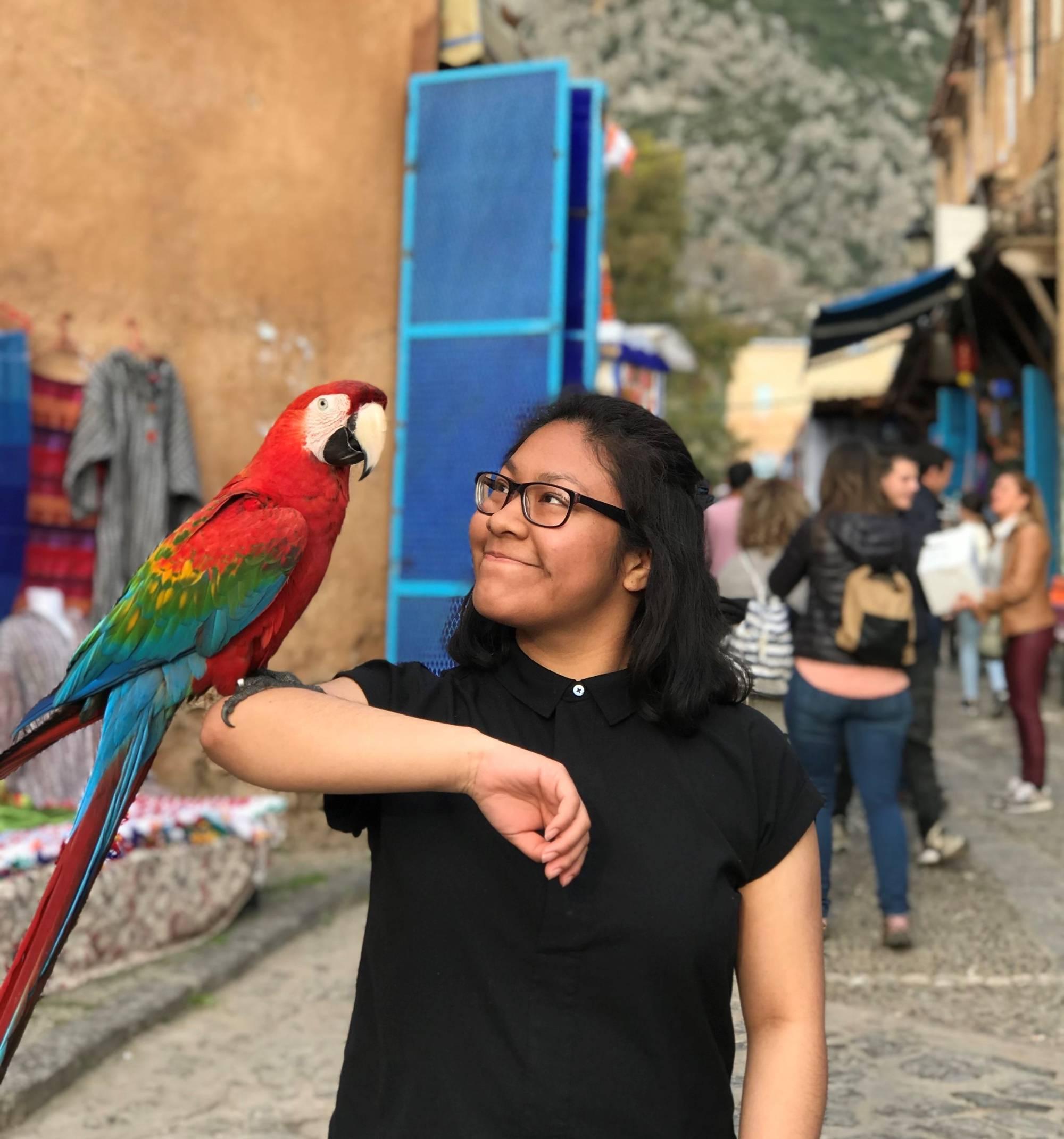 Student with Parrot